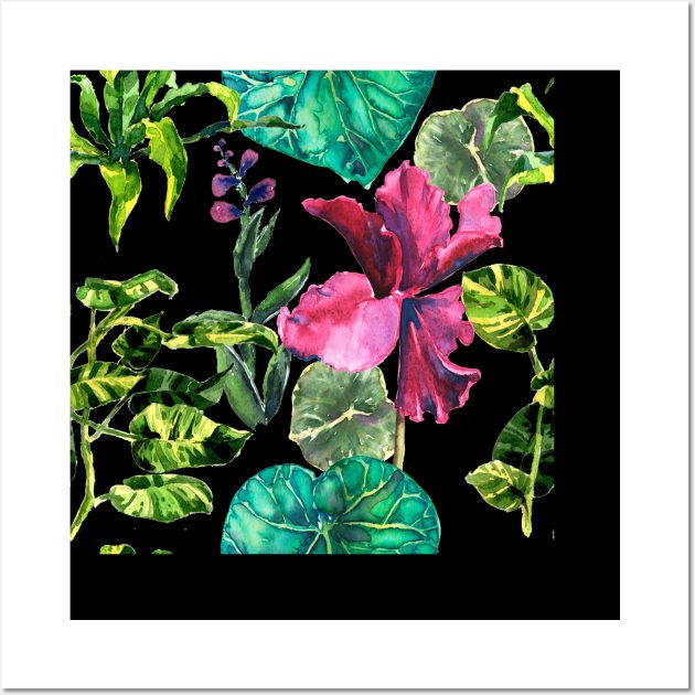 Seamless tropical flower Wall Art by Olga Berlet